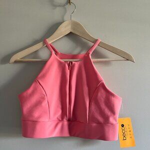 NWT | Becco Spaghetti Strap Zip Front Cropped Sports Bra | Size Medium
